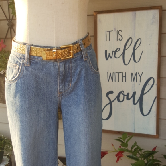 VINTAGE ♡ Super-Sweet Gorgeous All Solid Heavy G O L D Metal Wide Linked Belt S - Picture 4 of 13